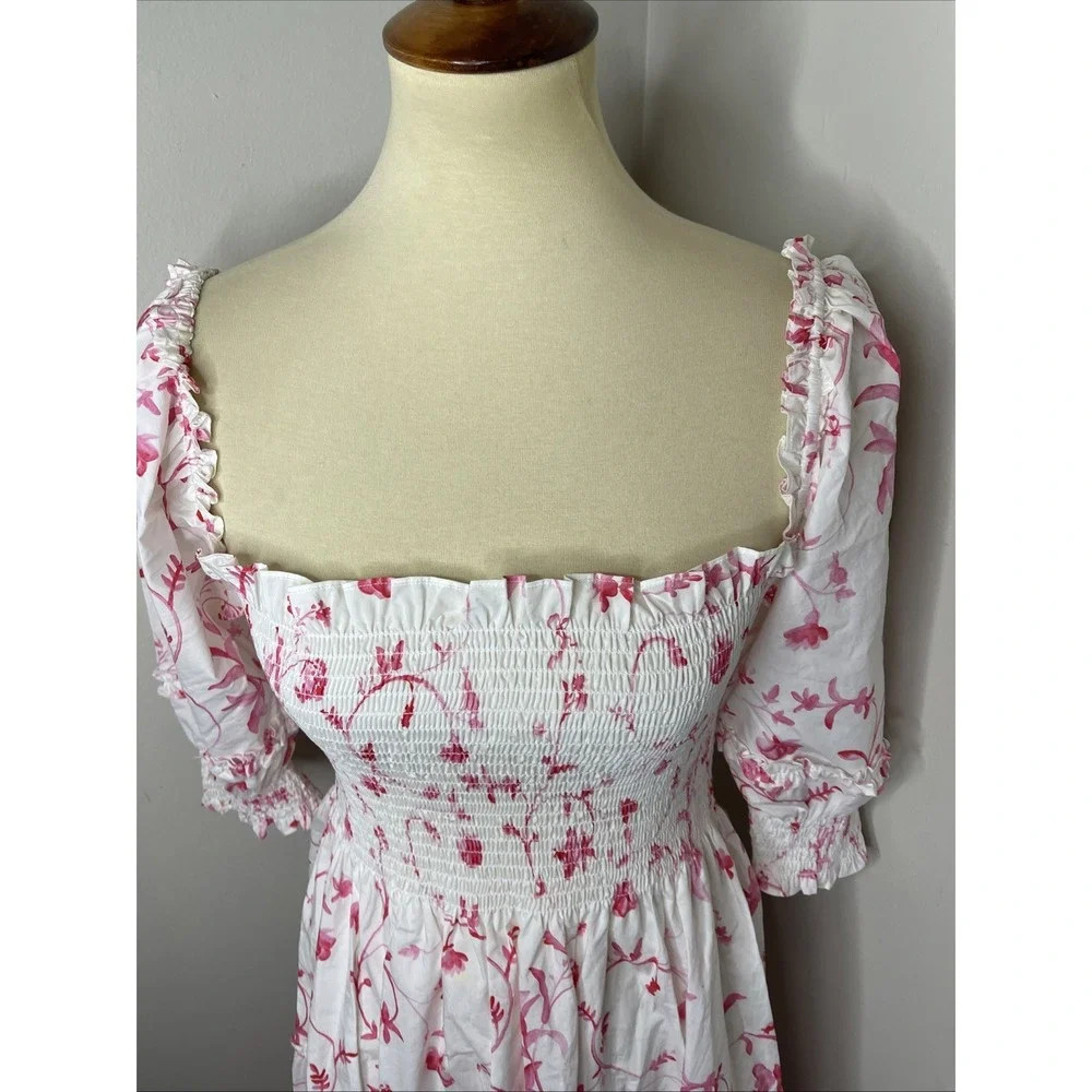 Hill House Nesli Nap Dress in Pink Rose Botanica XS - Picture 7 of 10